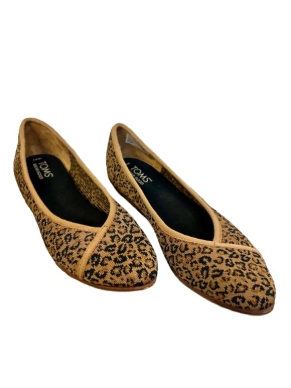 TOMS Katie Pointed Toe Knit Leopard Flats Women’s Size 7